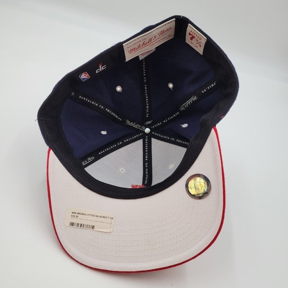 Washington Wizards Mitchell & Ness Blue Red Fitted Hat Cap 7 3/4 NBA 100% Wool - Picture 7 of 14